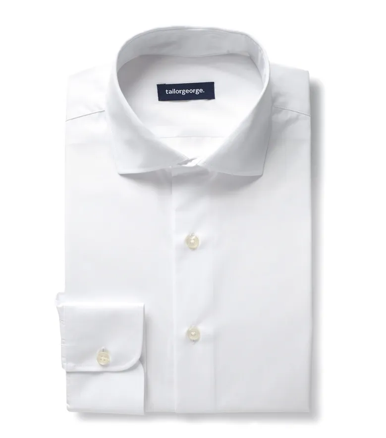 Chemise en popeline unie blanche facile à repasser