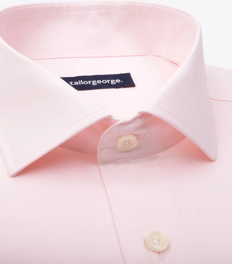 Chemise en popeline unie rose pâle facile à repasser