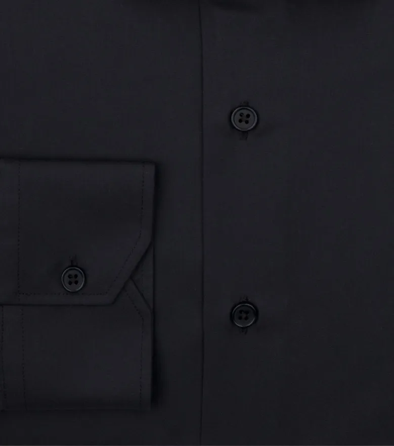 Chemise en popeline unie noire facile à repasser
