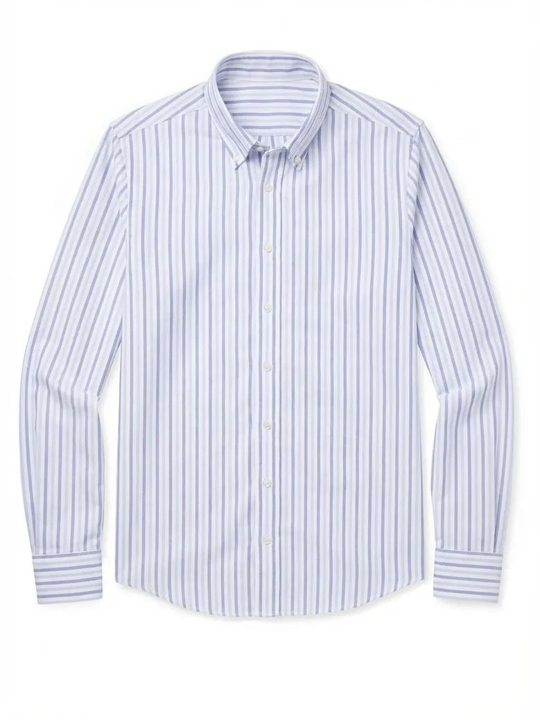 Chemise en Oxford américain épais à rayures bleu ciel