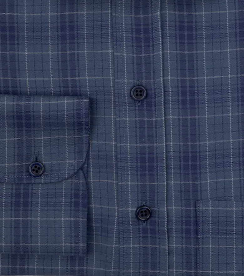 Chemise en twill à carreaux écossais bleu