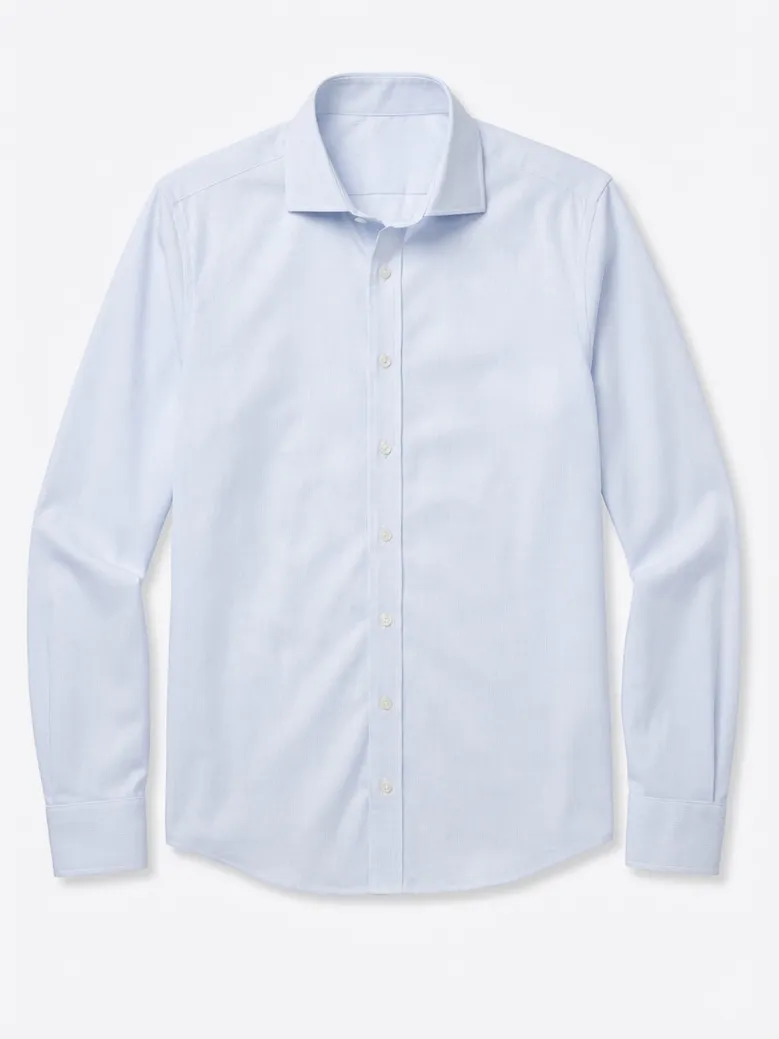 Chemise en popeline à rayures bleu ciel facile à repasser