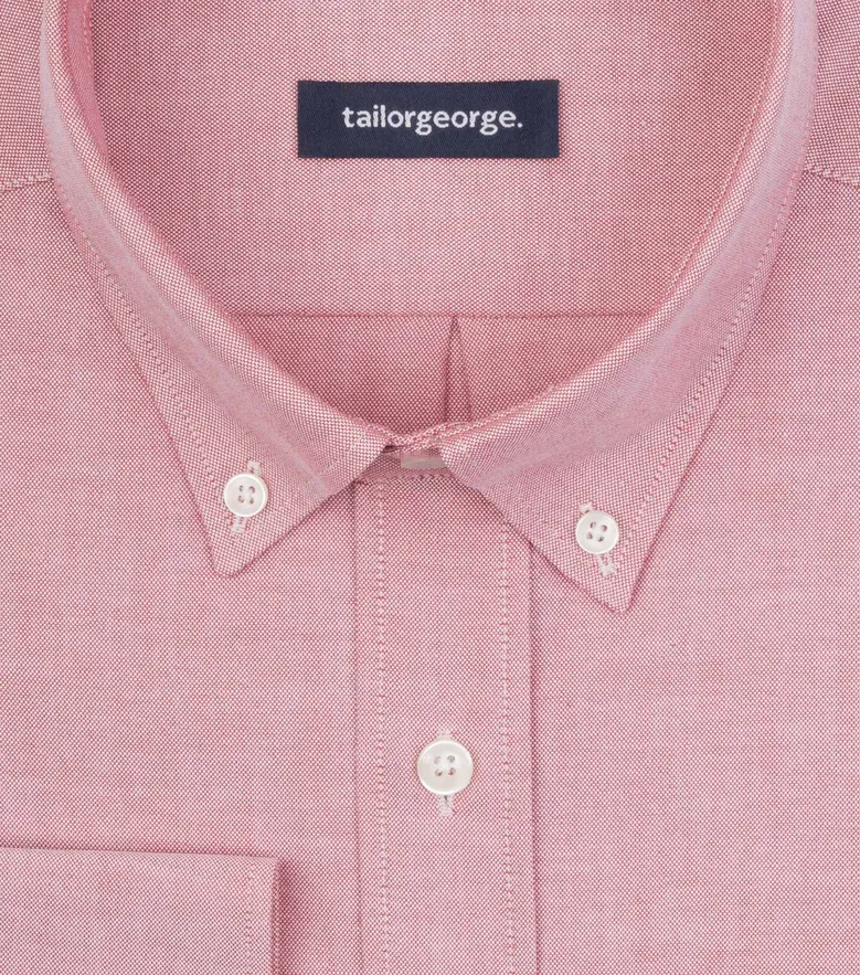 Chemise en Oxford américain épais uni rouge corail