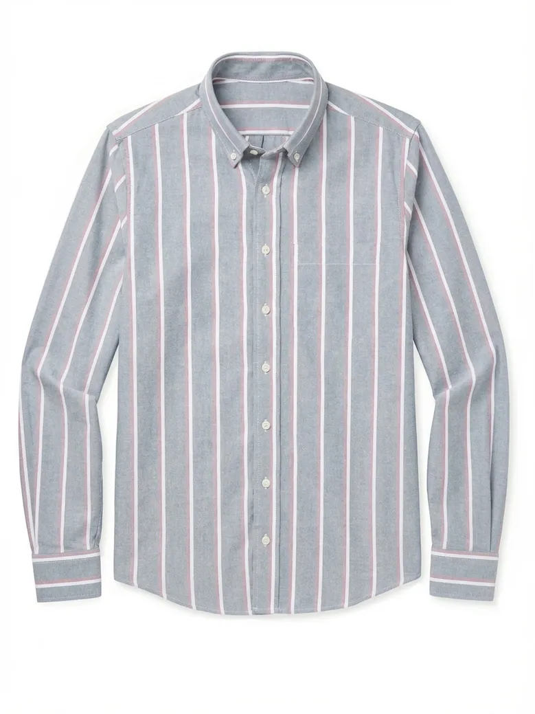 Chemise en Oxford américain épais à rayures gris clair