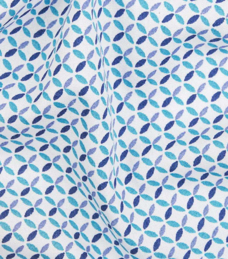 Chemise en popeline imprimé bleu facile à repasser