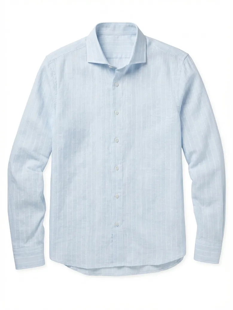 Chemise en lin à rayures bleu ciel