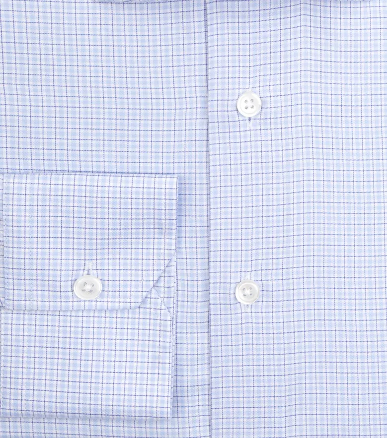 Chemise en twill à carreaux bleu ciel
