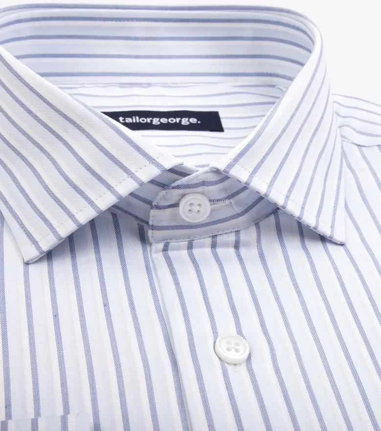 Chemise en twill à rayures bleues et blanches 