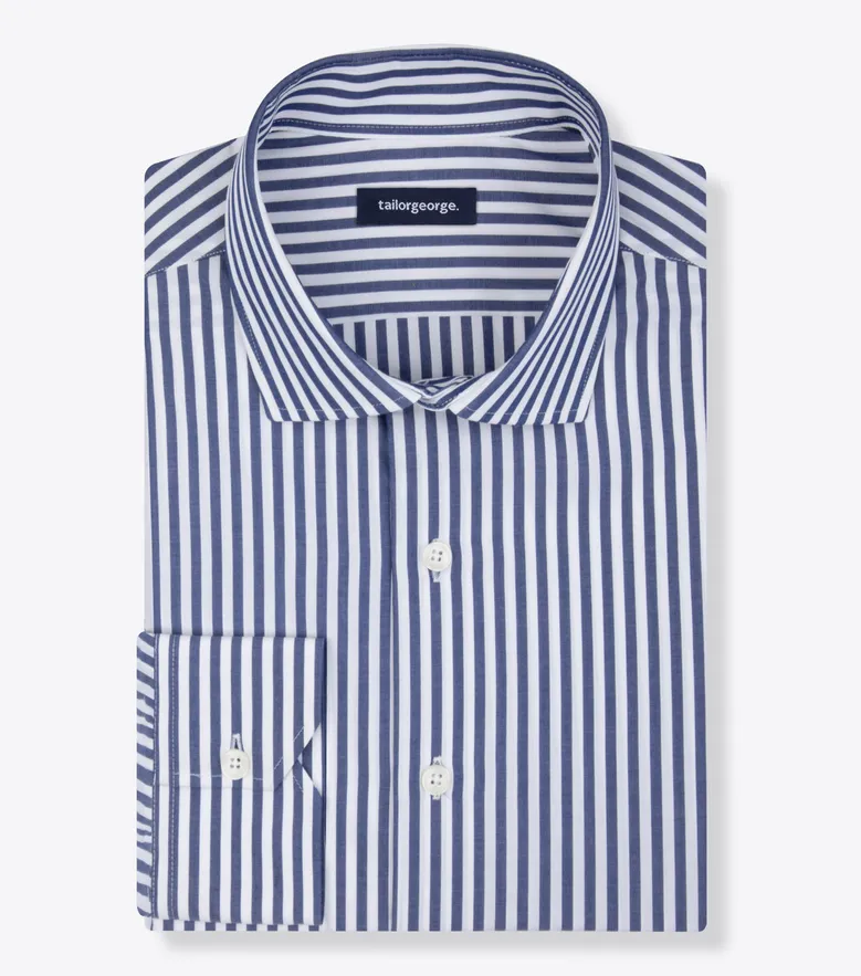 Chemise en popeline à rayures bleues