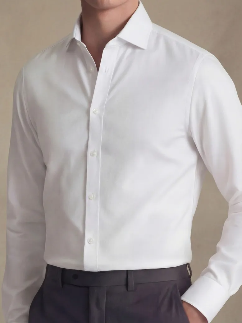 Chemise en popeline fine uni blanc