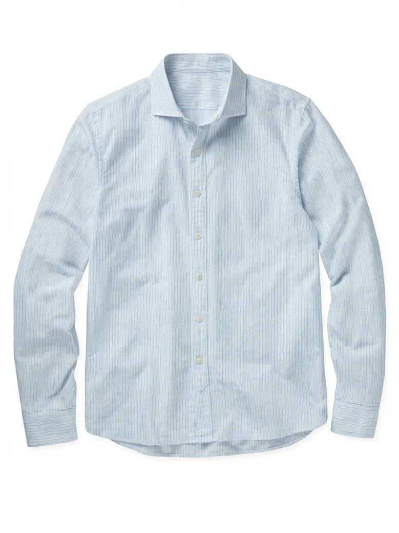 Chemise en lin à rayures bleu ciel