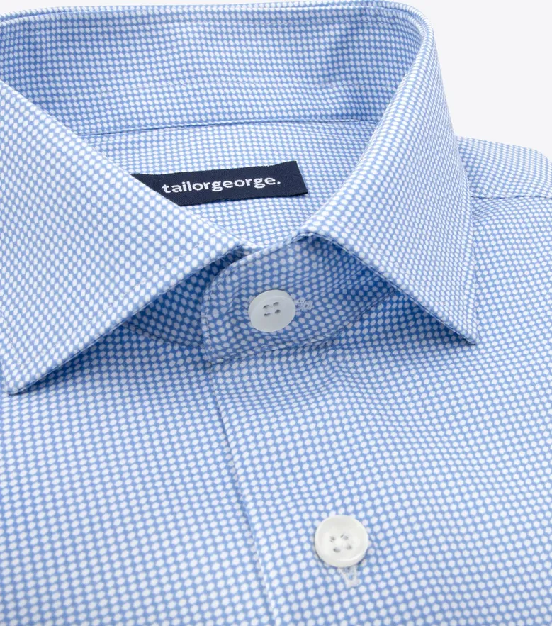 Chemise en popeline stretch imprimée bleu
