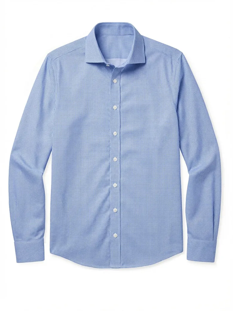Chemise en popeline stretch imprimée bleu