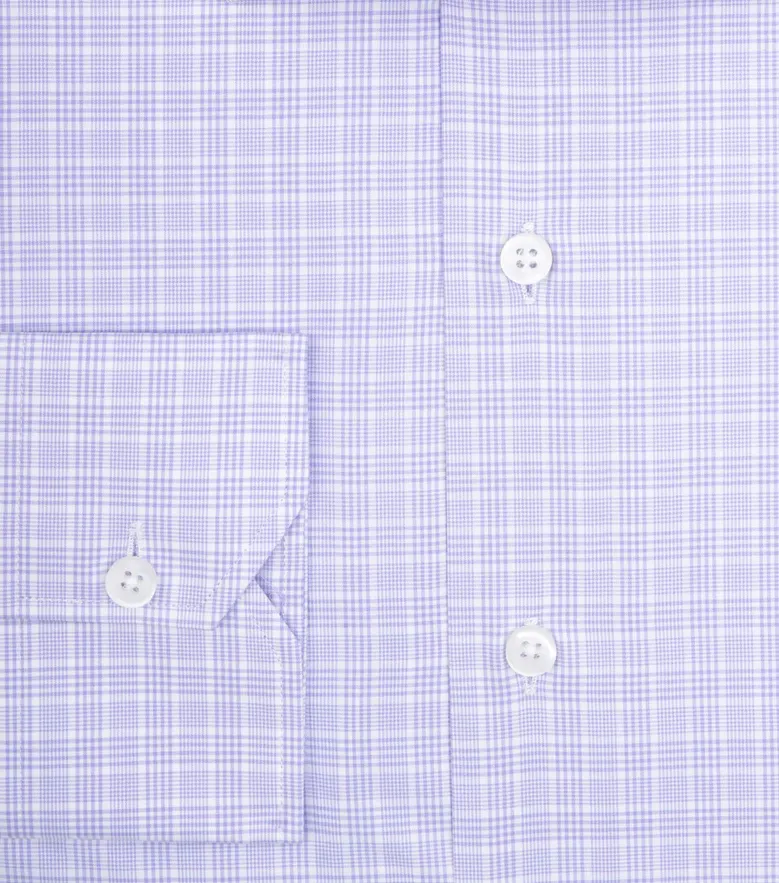 Chemise en popeline à carreaux prince de galles mauves facile à repasser