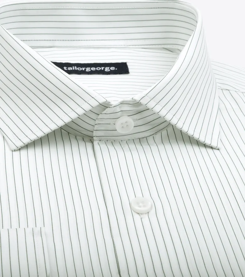 Chemise en popeline à rayures vertes facile à repasser