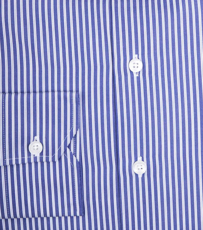 Chemise en popeline à rayures bleu roi facile à repasser