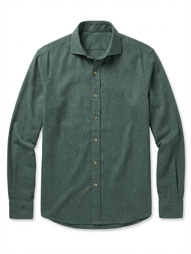Chemise en flanelle vert kaki uni