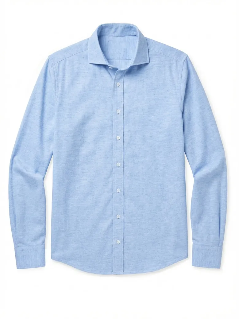 Chemise en flanelle bleu ciel uni