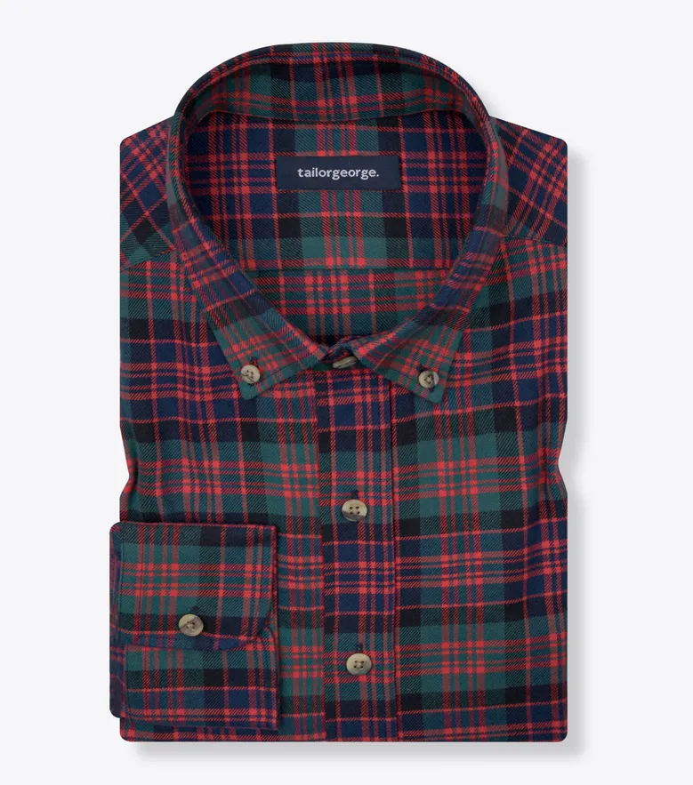 Chemise en flanelle épaisse tartan rouge, vert et bleu