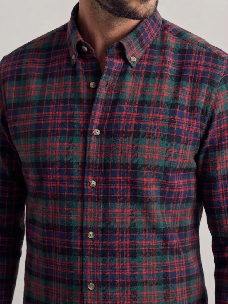 Chemise en flanelle épaisse tartan rouge, vert et bleu