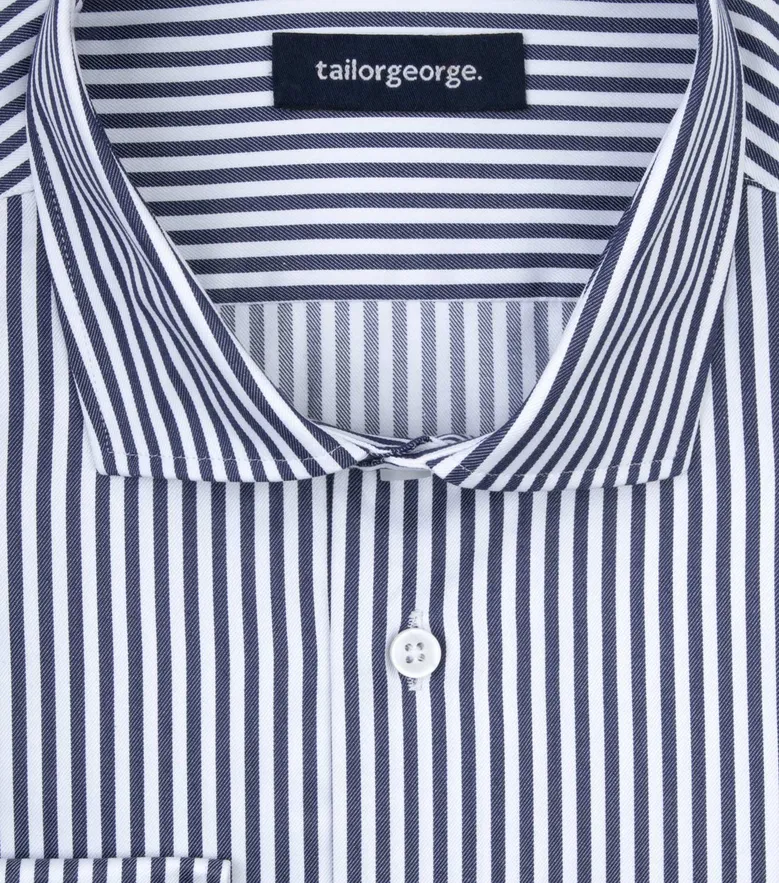 Chemise en twill à rayures bleu marine facile à repasser