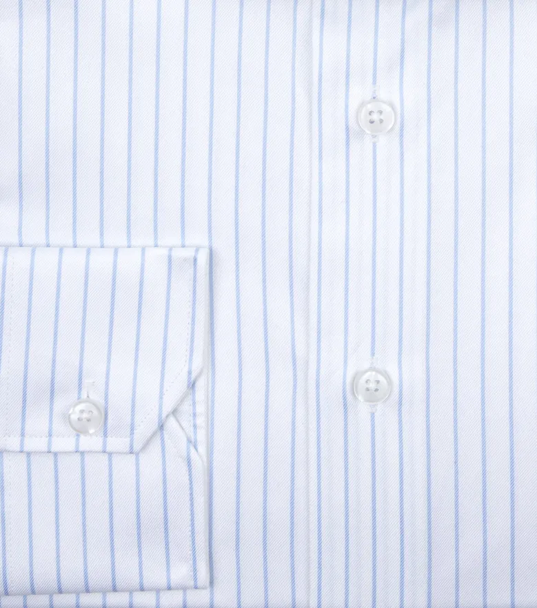 Chemise en twill à rayures bleu ciel facile à repasser