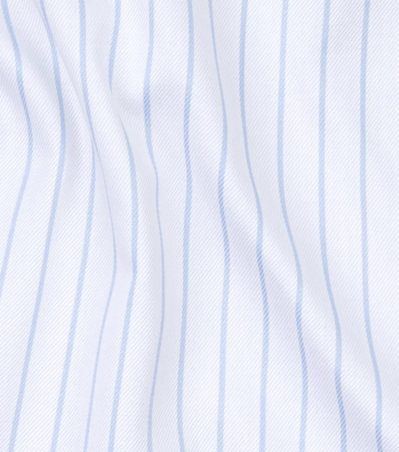 Chemise en twill à rayures bleu ciel facile à repasser