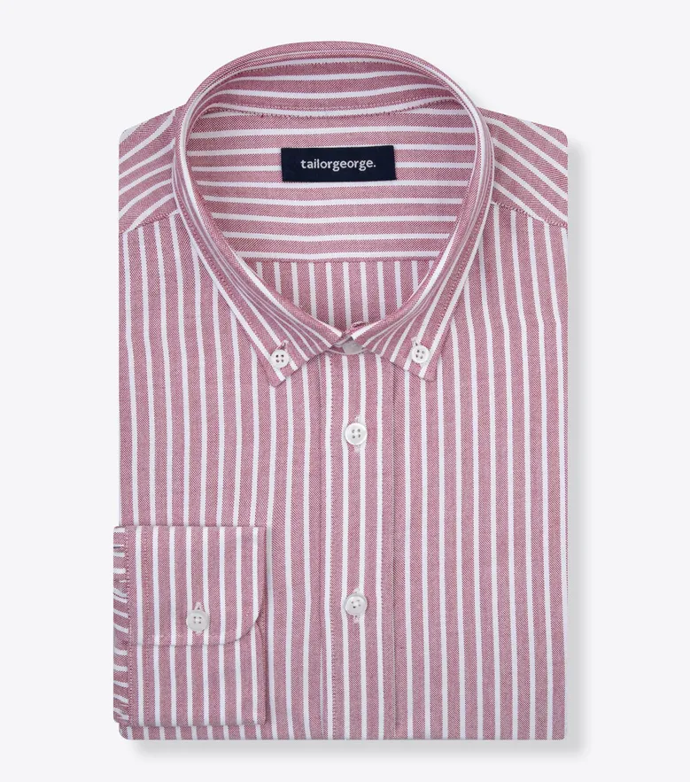 Chemise en Oxford à rayures rouge
