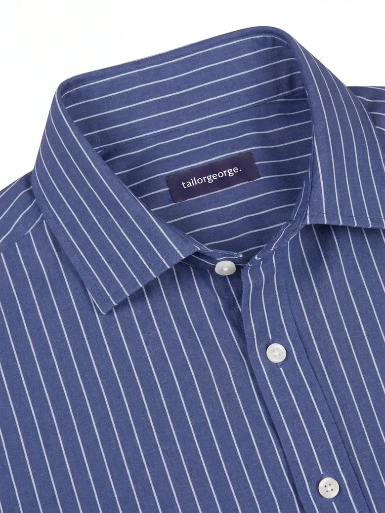 Chemise en popeline à rayures bleues