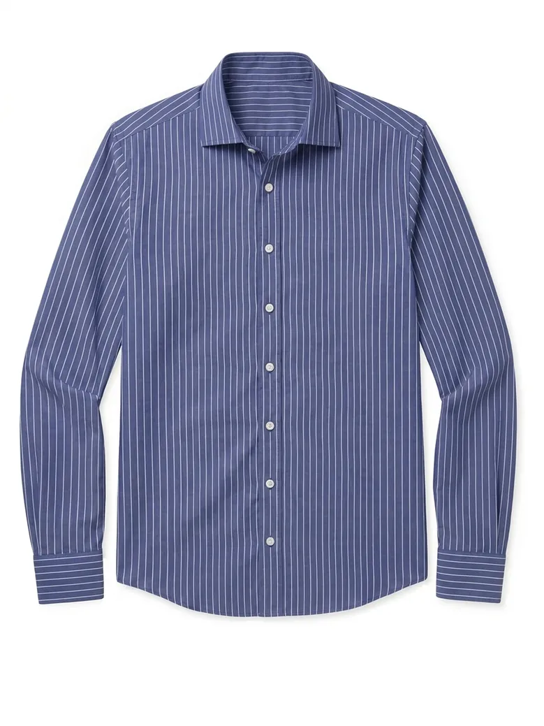 Chemise en popeline à rayures bleues