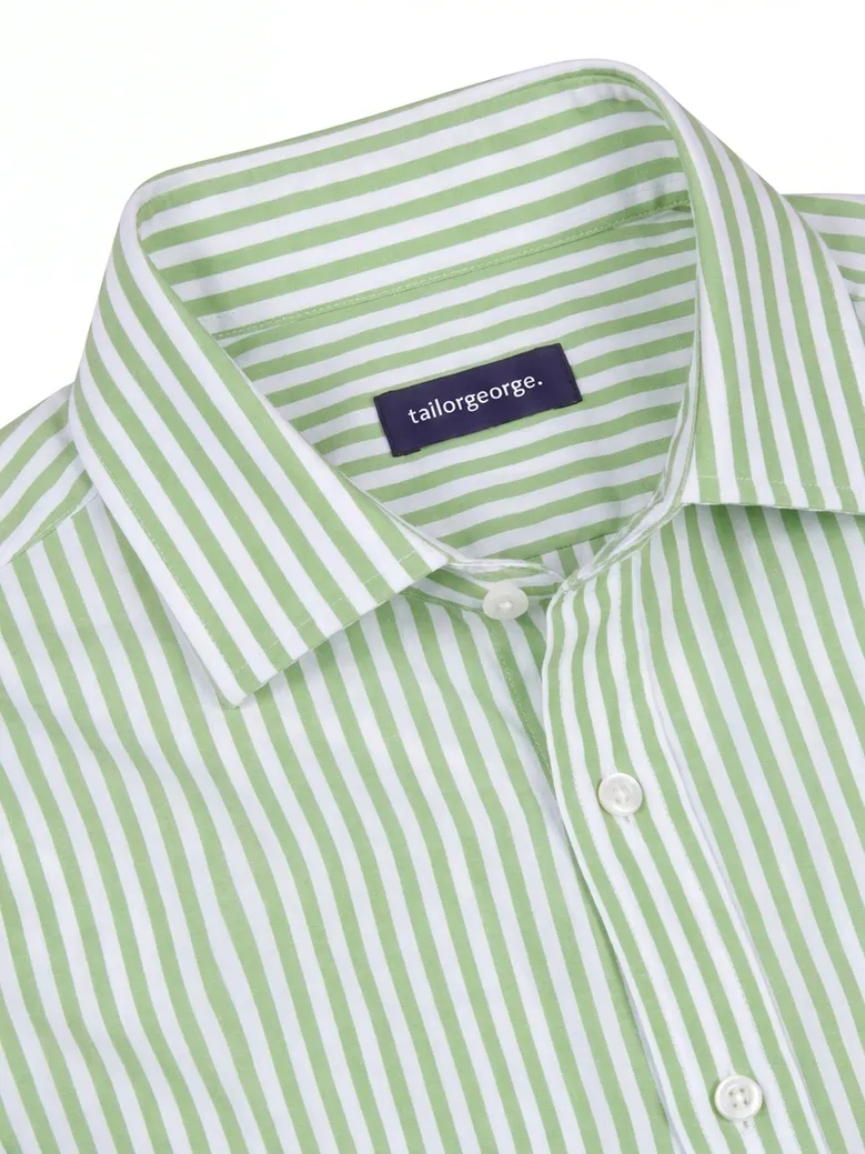 Chemise en popeline à rayures vertes