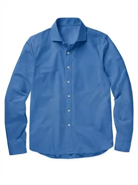 Effen blauw dik gabardine overhemd