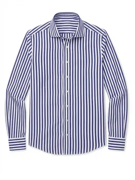 Blauw gestreept poplin overhemd