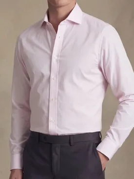 Gemakkelijk te strijken lichtroze geruite poplin overhemd