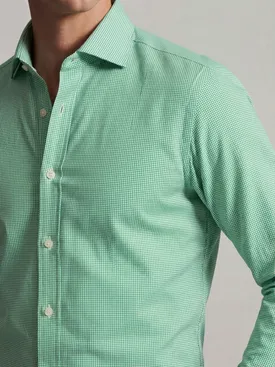 Gemakkelijk te strijken groen geruit twill overhemd