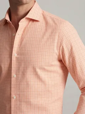 Oranje Prince of Wales-ruit poplin overhemd, gemakkelijk te strijken