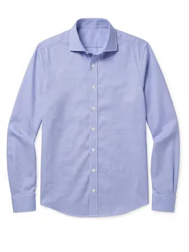 Effen blauw dobby overhemd