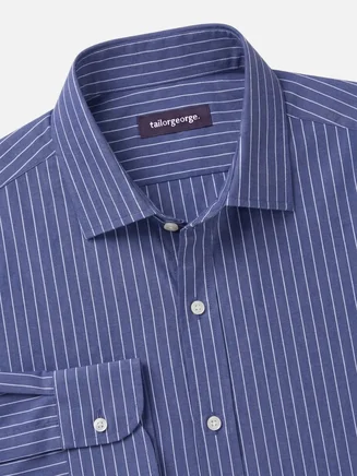 Chemise en popeline à rayures bleues