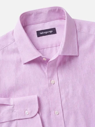 Chemise en fil-à-fil à rayures roses