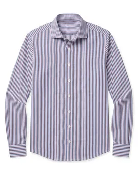 Chemise en popeline à rayures bleues